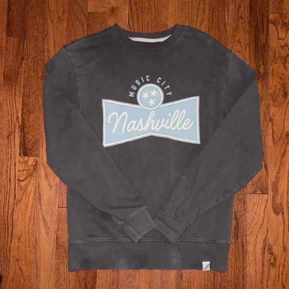 League Tops - Unwind by League Grey Crewneck Sweatshirt Nashville Music City Size Small